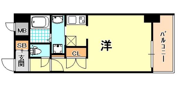 エスライズ新神戸(1K/3階)の間取り写真