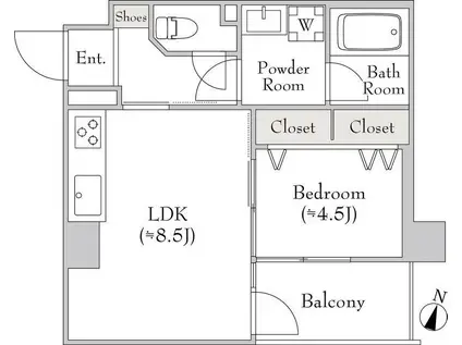 ルミークアン笹塚(1LDK/3階)の間取り写真