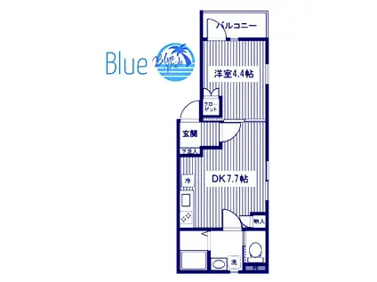 リーヴェルポート横浜南アルバ(1DK/2階)の間取り写真