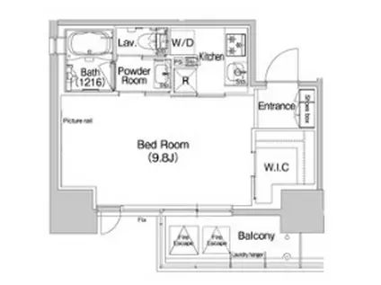 コンフォリア北浜(1K/10階)の間取り写真