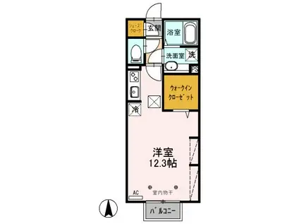 昭和町ソレイユ(ワンルーム/1階)の間取り写真