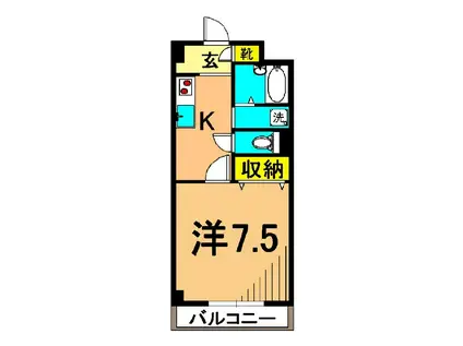 チャペルヒル東大井(1K/1階)の間取り写真