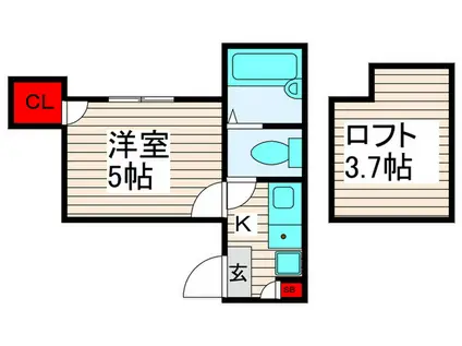 ノーザンロード高野(1K/3階)の間取り写真