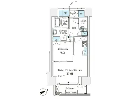 パークナードフィット南青山GARDEN(1LDK/11階)の間取り写真