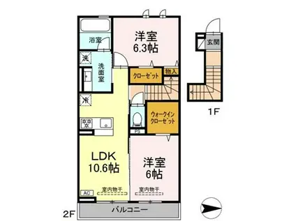 メゾン陣場(2LDK/2階)の間取り写真