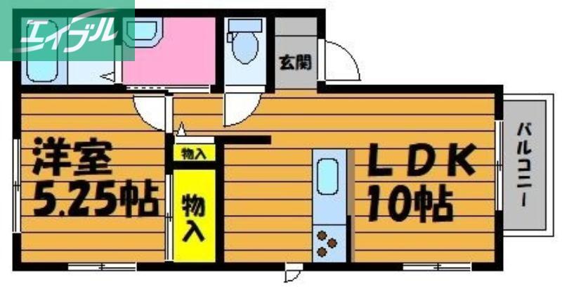 カンパーニャ・ワンC(1LDK/2階)の間取り写真