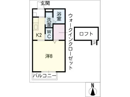 Gエトワール(1K/2階)の間取り写真
