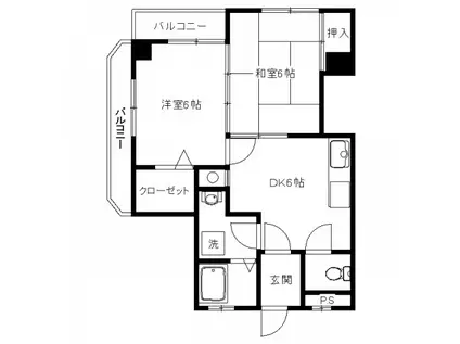 レノヴェ(2DK/4階)の間取り写真