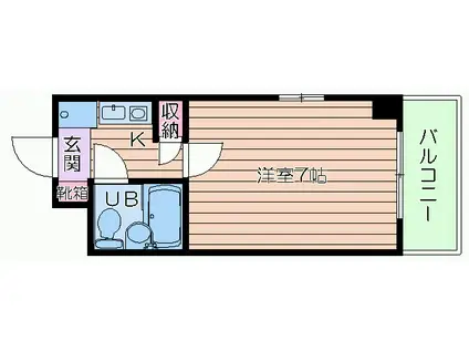 兎我野町聚楽マンション(1K/3階)の間取り写真