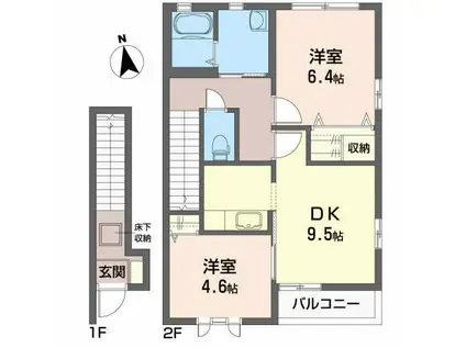 ヴィクトワーズ(2DK/2階)の間取り写真