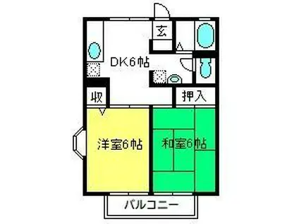 ハッピープラザ壱番館(2DK/2階)の間取り写真