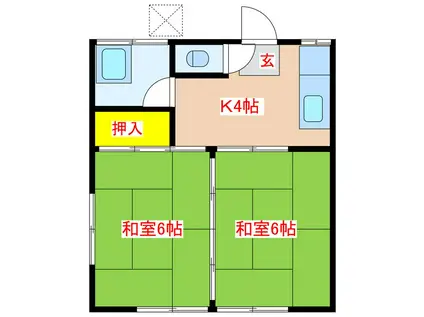 コーポ大口(2K/2階)の間取り写真