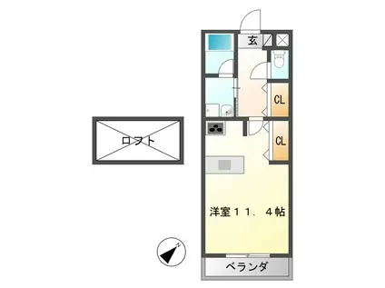 ピエーノ(ワンルーム/4階)の間取り写真