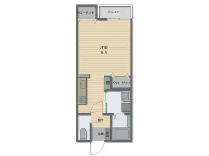 メゾンアヴィニールIII(ワンルーム/1階)の間取り写真