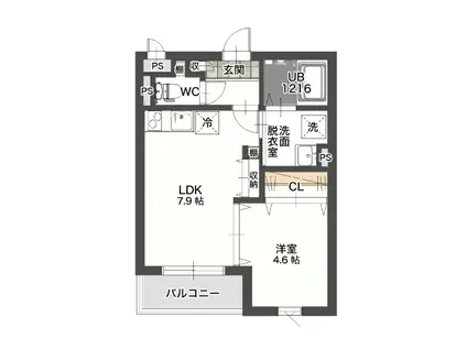 STATE OF THE ART伊那(1LDK/4階)の間取り写真