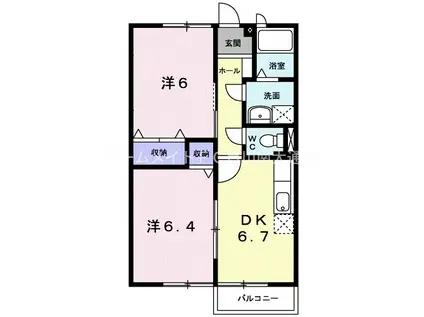 エクセル後田E(2DK/2階)の間取り写真