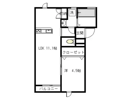 モン パストラル(1LDK/1階)の間取り写真