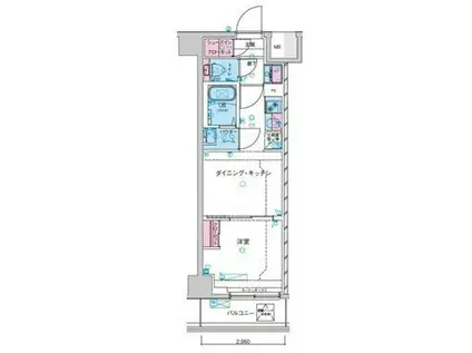 ジェノヴィア鐘ヶ淵(1DK/2階)の間取り写真