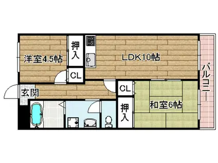 メゾン千代田(2LDK/3階)の間取り写真