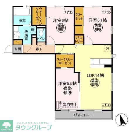 リバーサイド・レジデンス(3LDK/2階)の間取り写真
