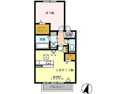 リビングタウン富士A(1LDK/1階)の間取り写真