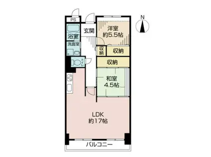 ピーチヒル加茂(2LDK/2階)の間取り写真