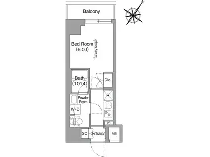 コンフォリア・リヴ横浜阪東橋(1K/10階)の間取り写真