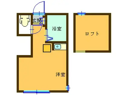 ユナイト小田メイボールの杜(ワンルーム/2階)の間取り写真