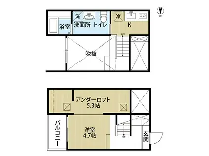 フレシールA(1K/2階)の間取り写真
