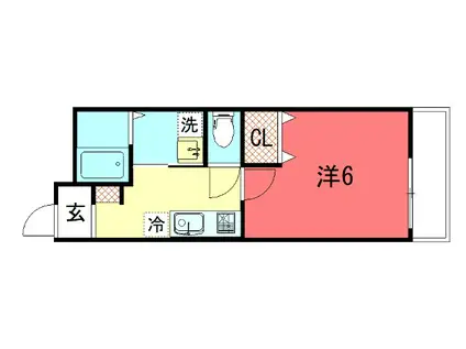 北白川上池田町アパート(1K/2階)の間取り写真