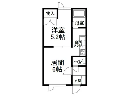 エスレイア西6条(1DK/1階)の間取り写真