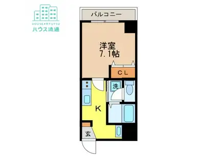 ディノ馬町(1K/6階)の間取り写真