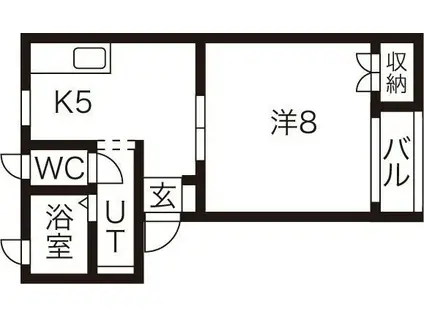 クレドール B棟(1K/1階)の間取り写真
