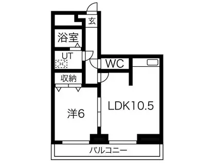 アルファーレジデンス簗瀬(1LDK/6階)の間取り写真
