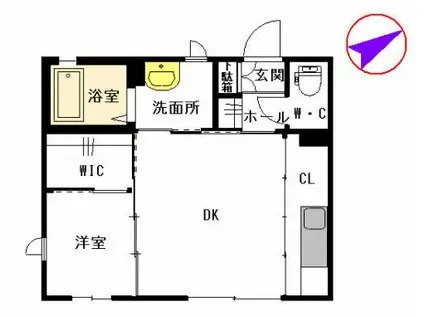 イベリス (1DK/1階)の間取り写真