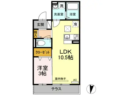 メゾン・ド・キャトルV(1LDK/1階)の間取り写真