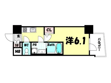 セレニテ三宮リアン(1K/6階)の間取り写真