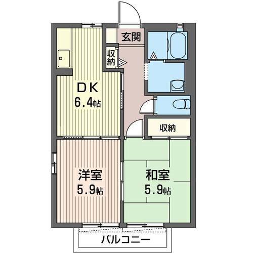 トリニティ A(2DK/1階)の間取り写真