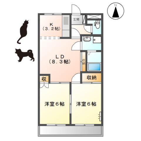 ハイメゾンあをい(2LDK/1階)の間取り写真