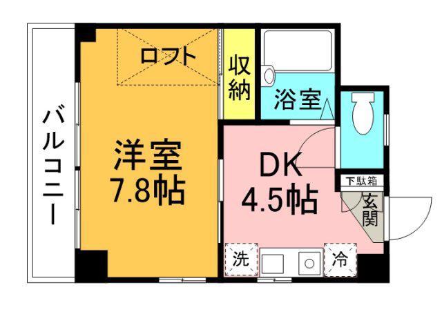 コートドール3(1DK/4階)の間取り写真