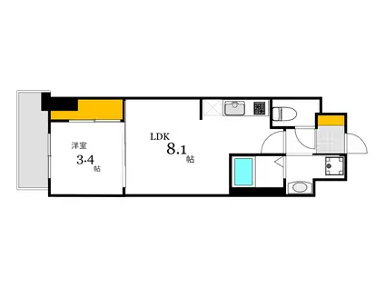 ブランシエスタ河原町(1LDK/5階)の間取り写真