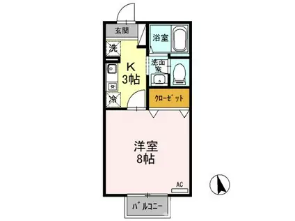 フォルテA(1K/1階)の間取り写真