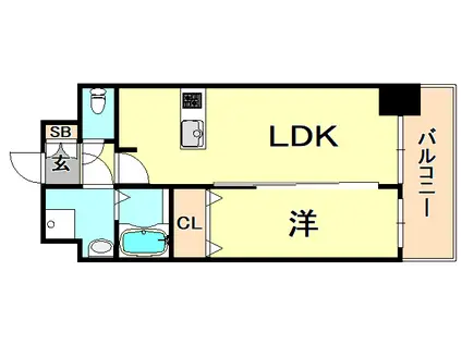 プレサンス兵庫ヴィアーレ(1LDK/4階)の間取り写真