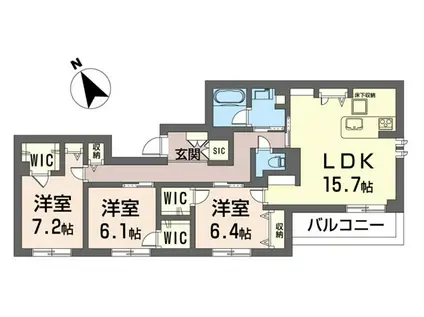 マイランド橋本(3LDK/1階)の間取り写真