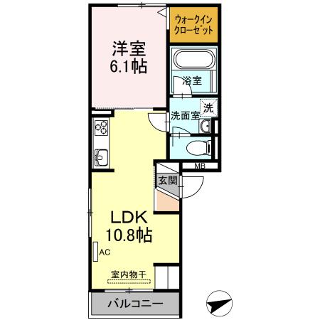 D-ROOM尾頭橋A(1LDK/3階)の間取り写真