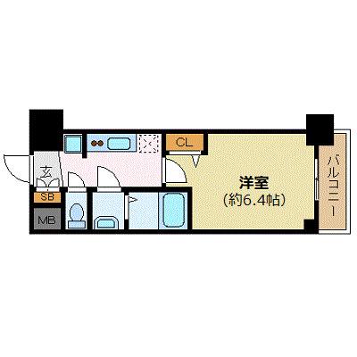 プレサンス新大阪イオリア(1K/9階)の間取り写真