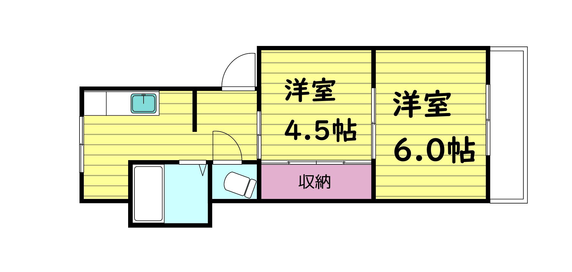 進和マンション(2K/3階)の間取り写真