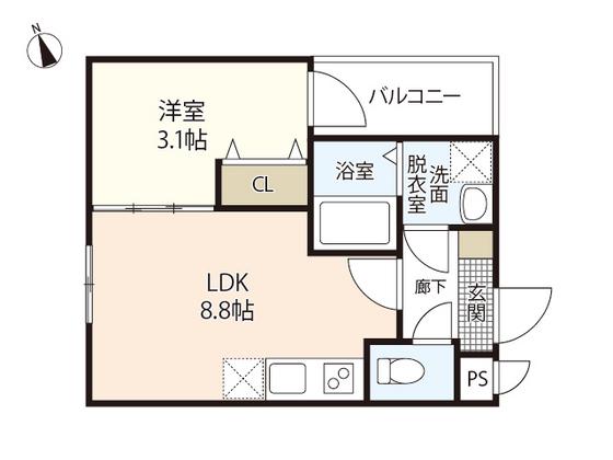 MOVE五日市(1LDK/1階)の間取り写真