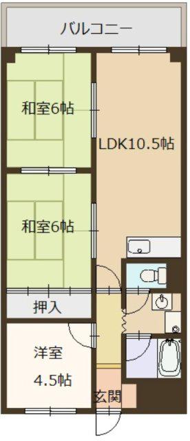エバーグリーン車崎(3LDK/8階)の間取り写真