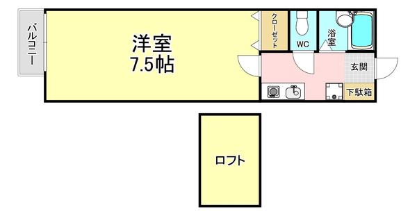 MOON江南町(1K/2階)の間取り写真